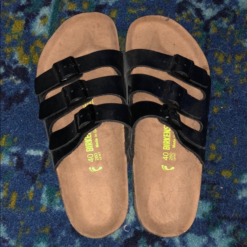 Birkenstocks black leather, women’s, size 40